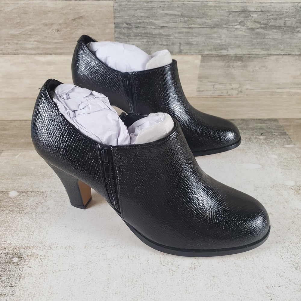 Journee Collection Sanzi Womens Ankle Booties Sz 9 Black Dual Zip Almond Toe